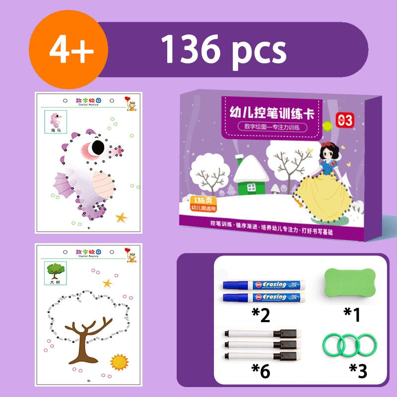 136Page Toddler Drawing Training Set