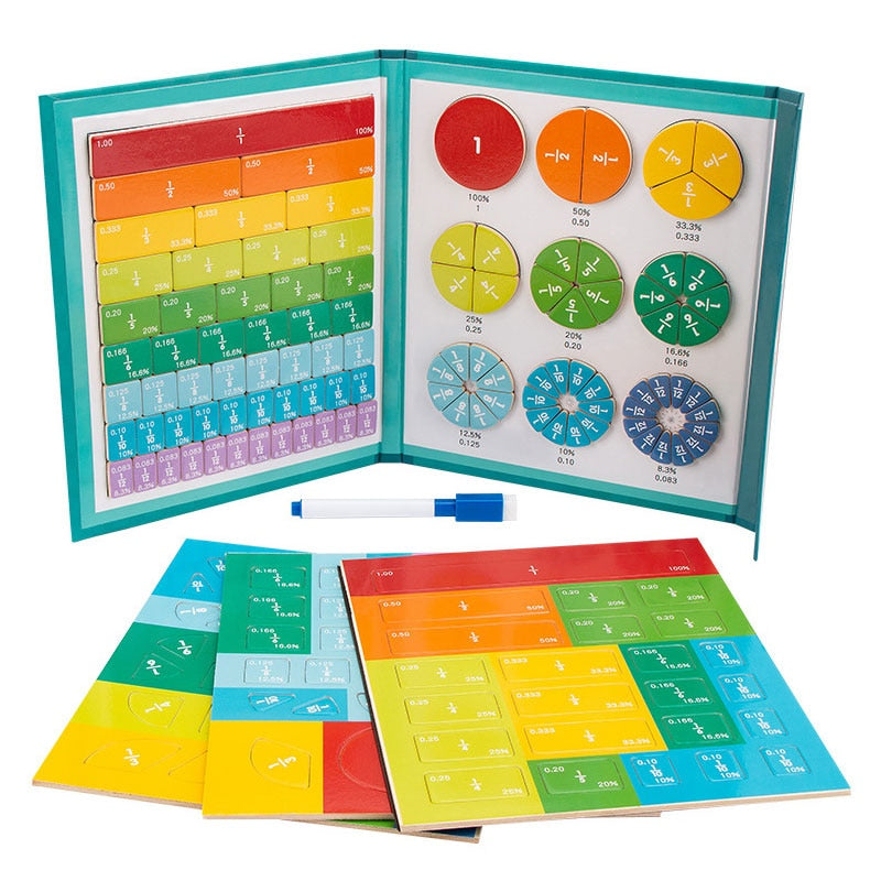 Wooden Math Fraction Book Set