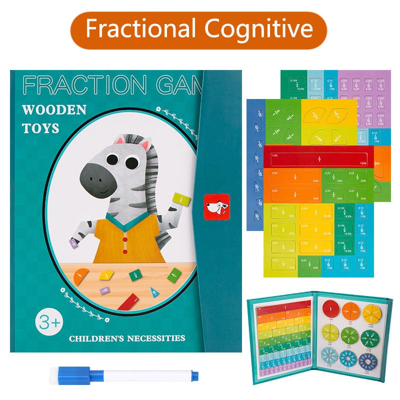 Wooden Math Fraction Book Set