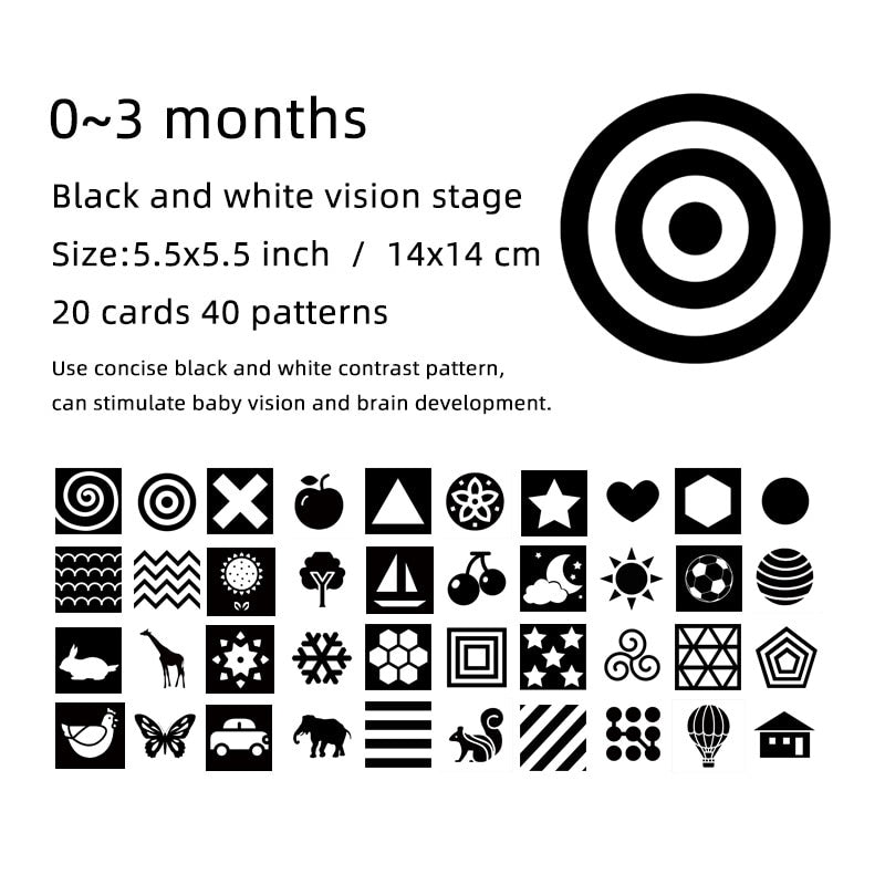 Black and White Visual Stimulation Flashcards